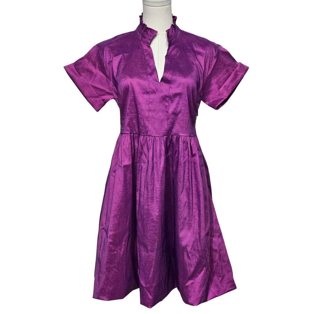 THML Dress Womens Bubble Hem Small Purple Short Sleeve Buffalo Girls Iridescent